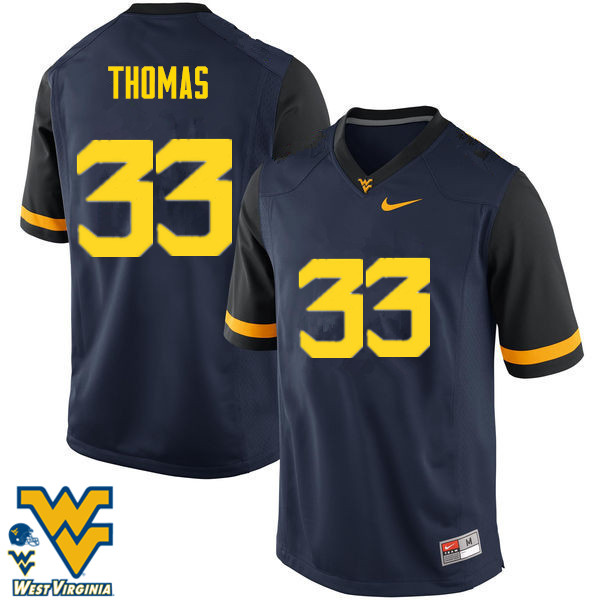 NCAA Men's J.T. Thomas West Virginia Mountaineers Navy #30 Nike Stitched Football College Authentic Jersey EM23G62JU